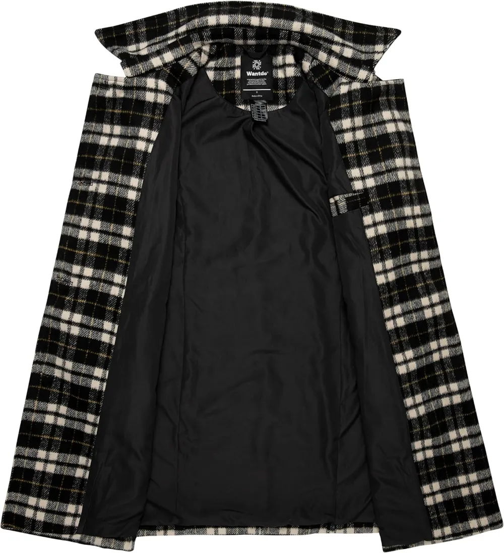 Women's Double Breasted Pea Coat Winter Mid-Long Trench Coat with Belt