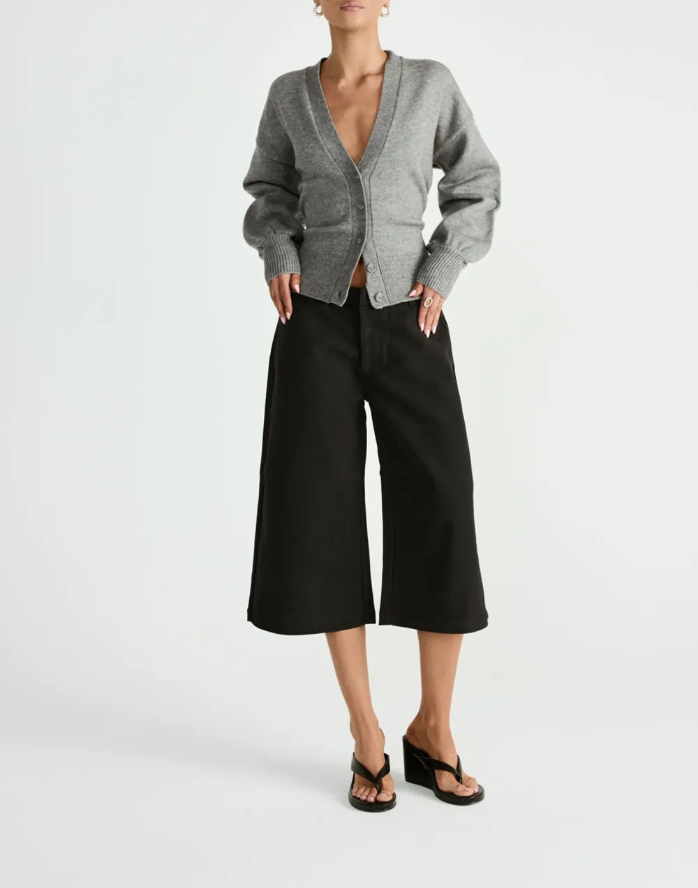 Cropped Cropped Suede Wide-Leg Pants