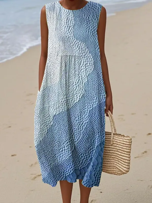 Women's Casual Printed Round Neck Sleeveless Dress