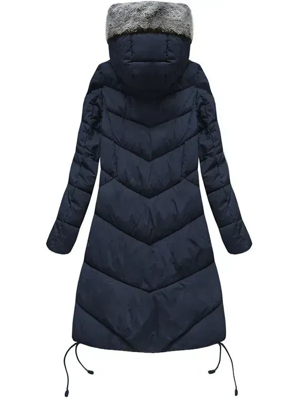Long winter hood navy blue