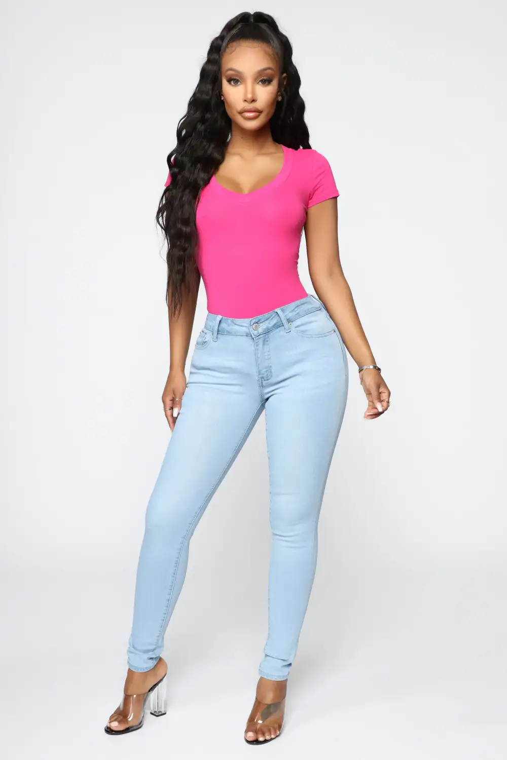 Carla Basic V Tee - Fuchsia