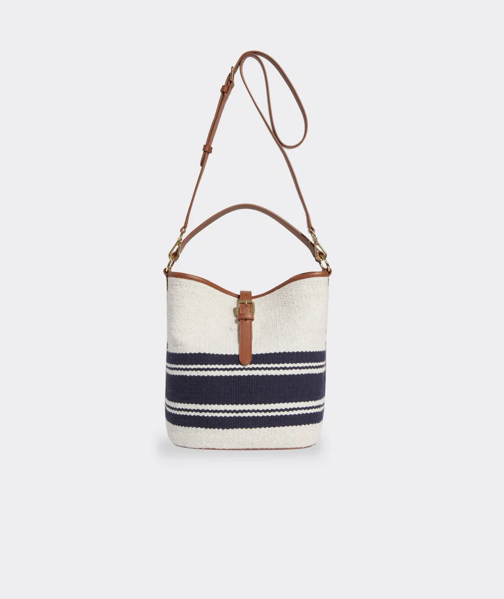 Woven Striped Bucket Bag