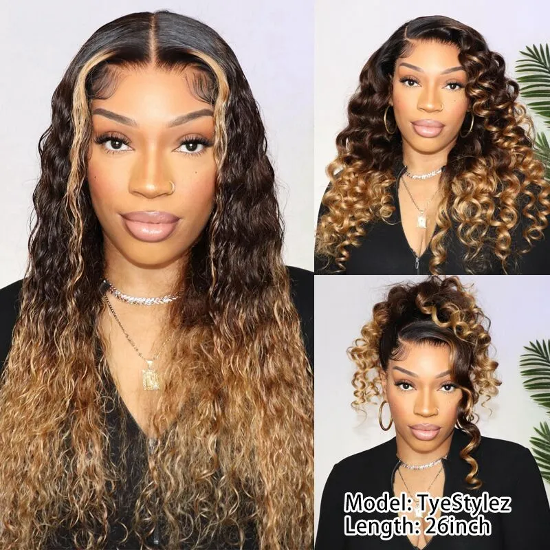 Flash Sale |  Beyonce Inspired Bigekane Recommend Ombre 16-34 Inches Deep Wave 13x6 Full Frontal Human Hair Wig