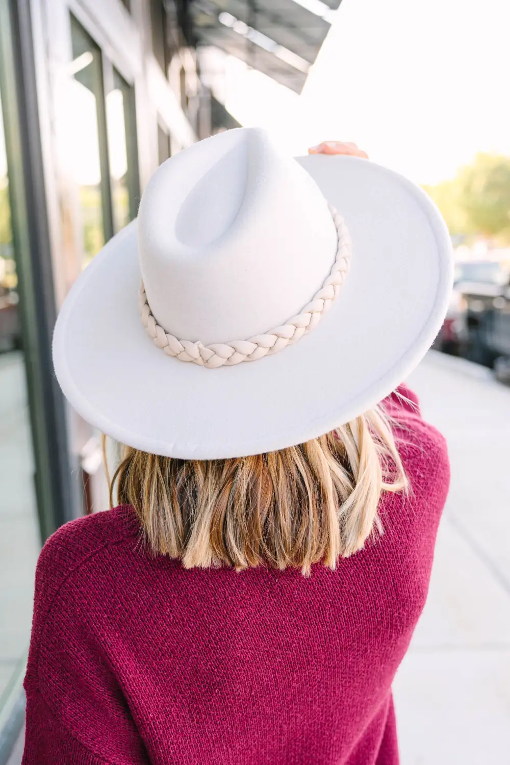 Believe In You Ivory White Braided Trim Hat