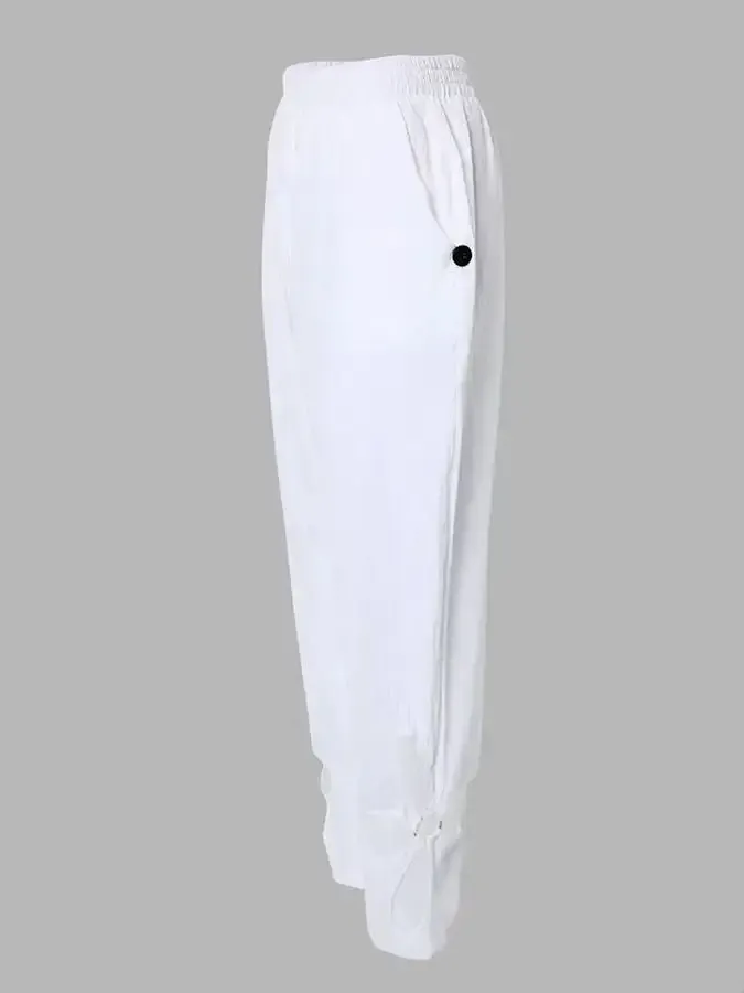 Women's Cotton Casual Cut-Out Pants With Pocket