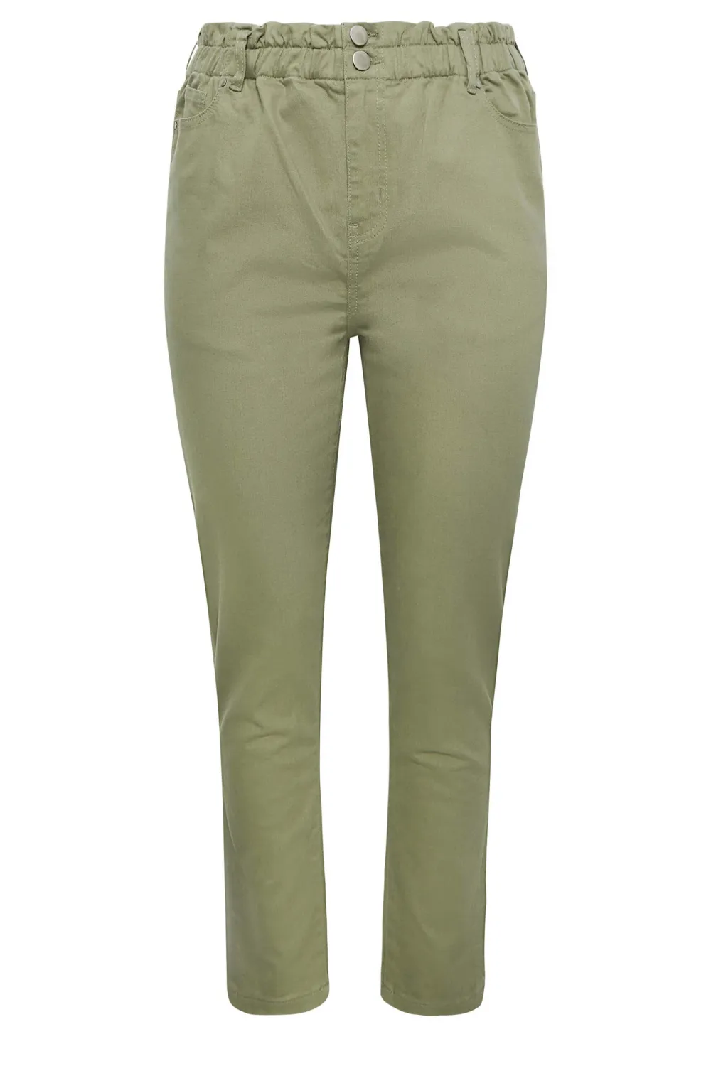 YOURS Curve Khaki Green Stretch Elasticated Waist MOM Jeans