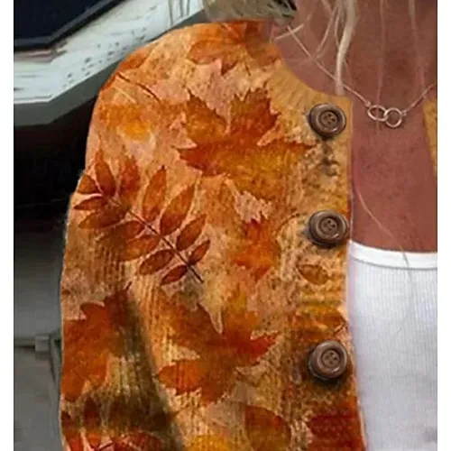 Women's Sweater Daily Graphic Crew Neck Print Long Sleeve Regular Tops Knit Weekend Beige Fall Winter