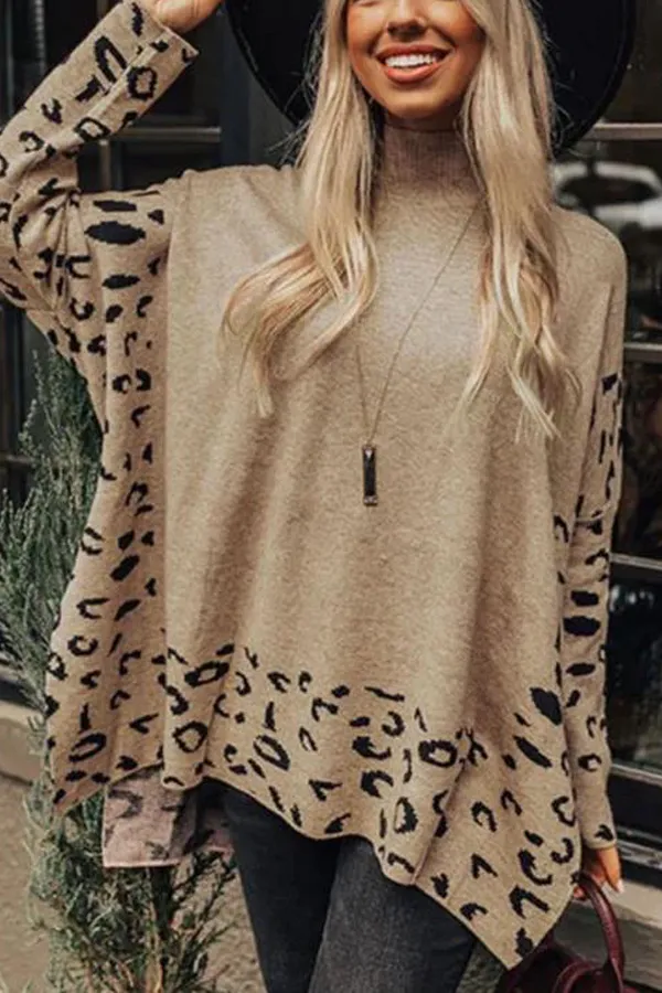 Leopard Print Oversized Top With Side Slits