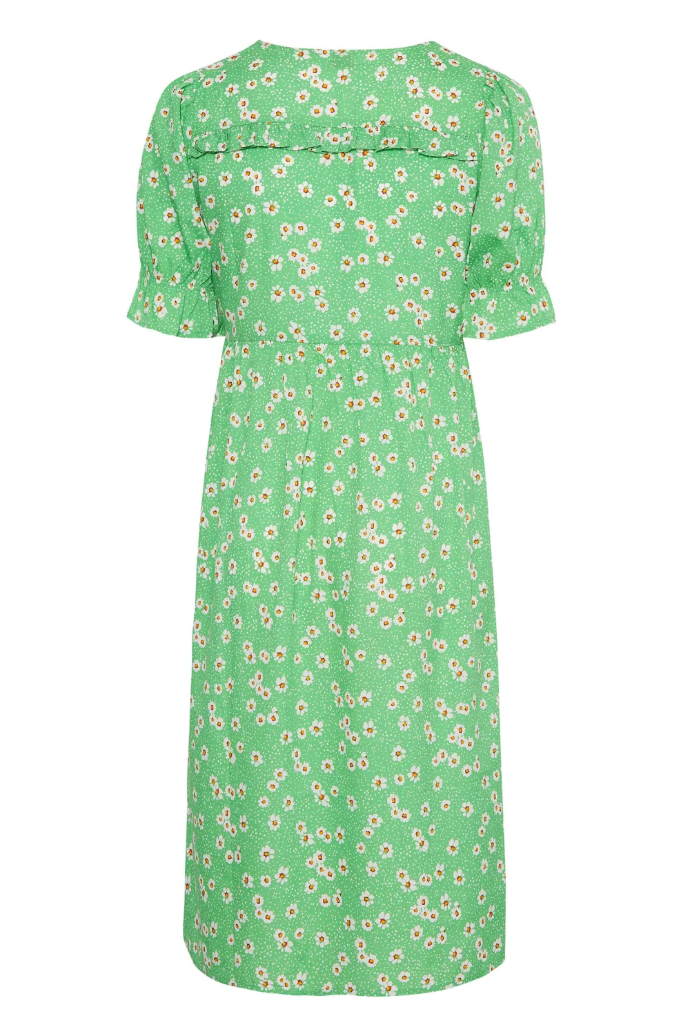 YOURS Curve Green Daisy Print Frill Sleeve Wrap Dress