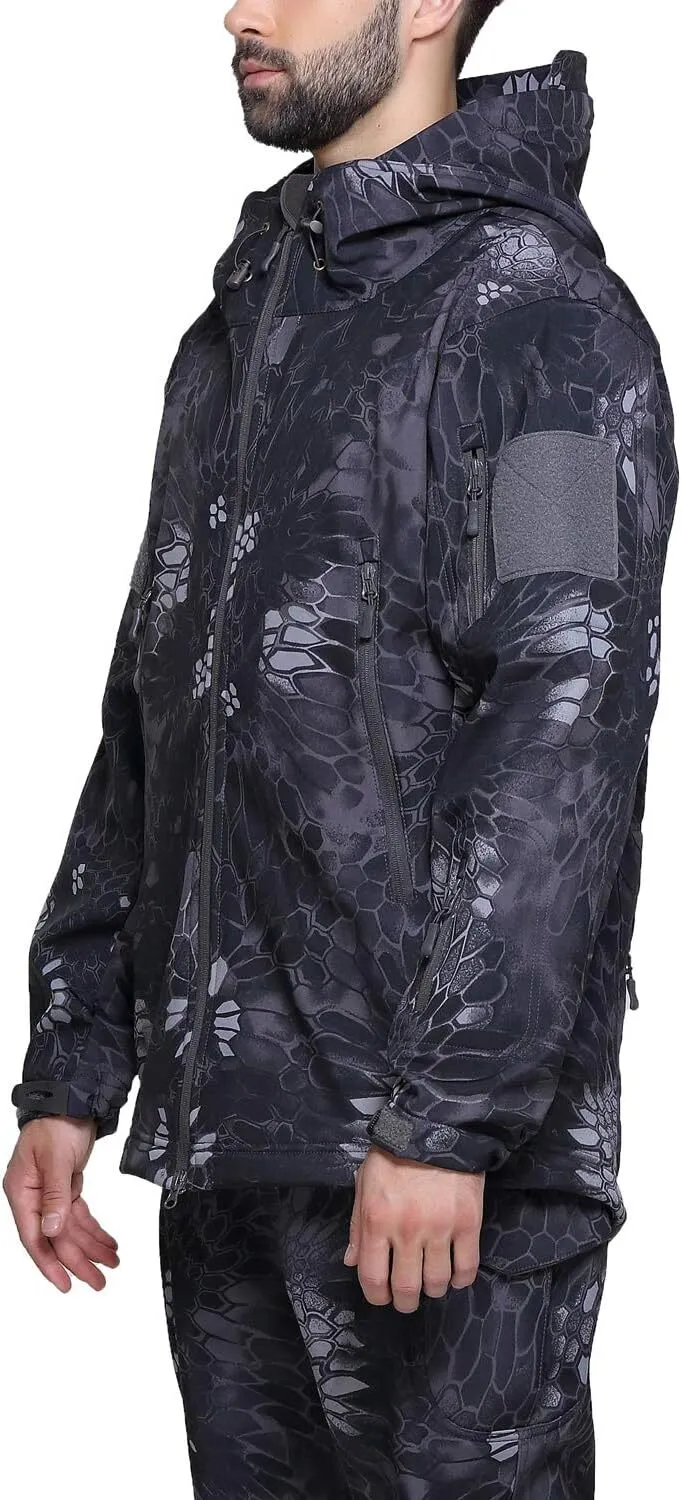 Men's Military Tactical Jackets Softshell Winter Warm Fleece Hooded Coat Outdoor Hiking Hunting Jacket