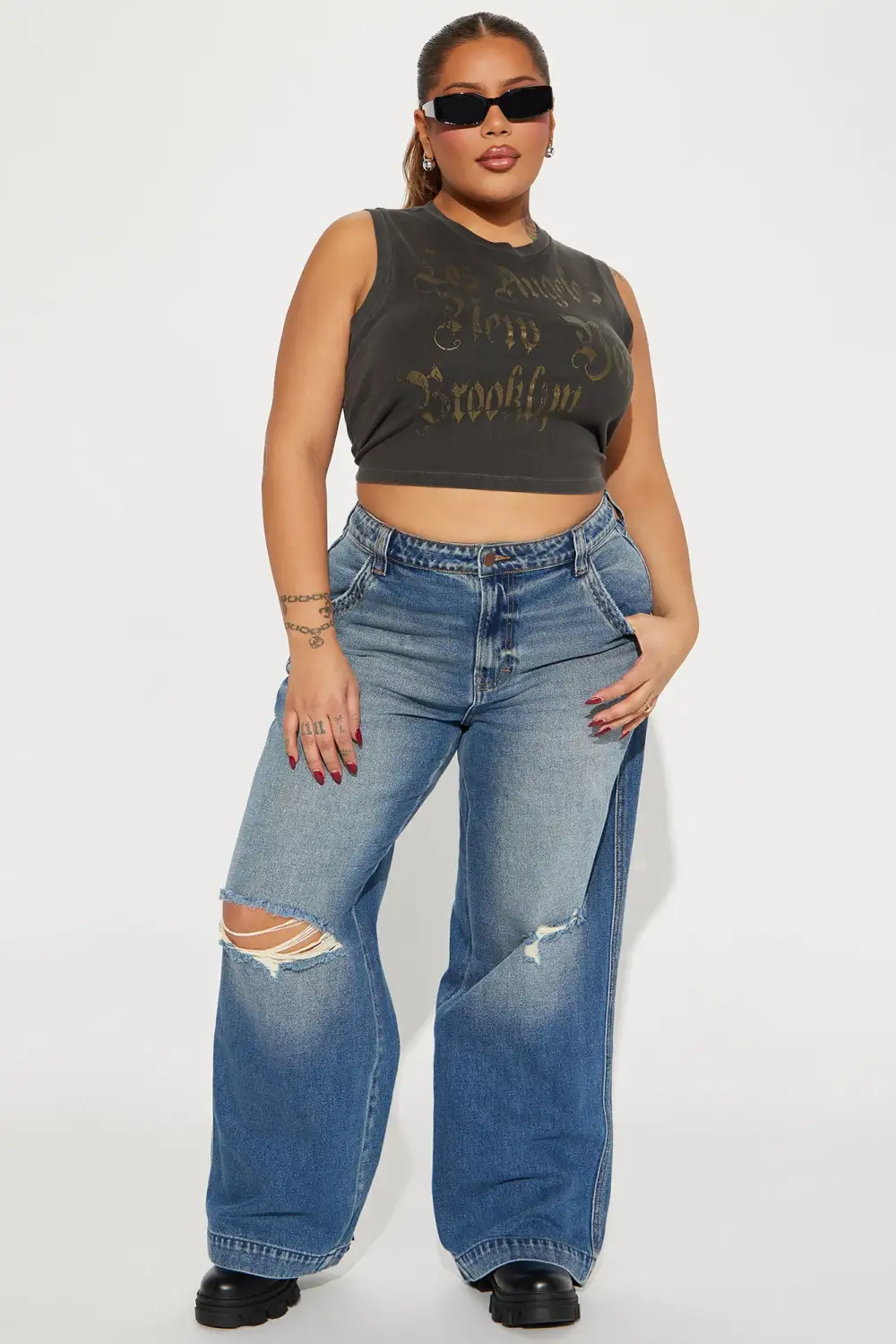 LA to NY Washed Tank Top - Charcoal