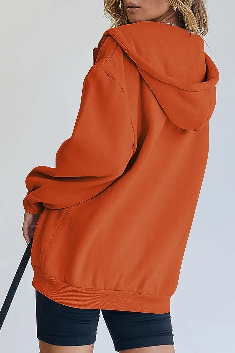 Women's Cute Hoodies Teen Girl Fall Jacket Oversized Sweatshirts Casual Drawstring Zip Up Y2K Hoodie with Pocket