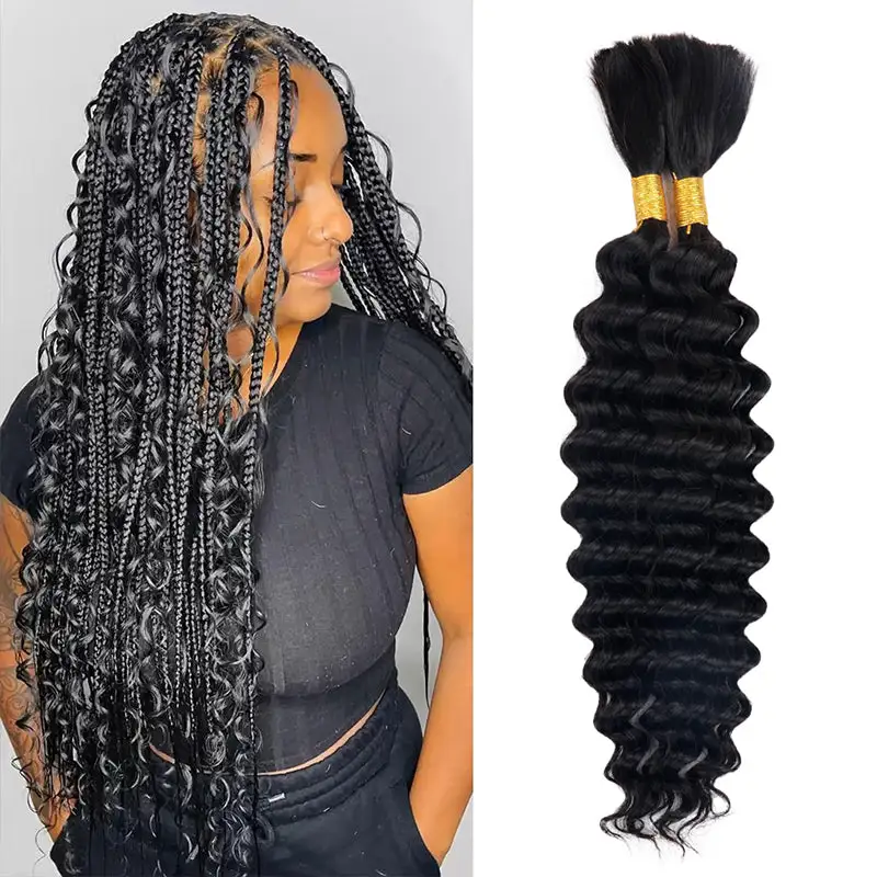 Flash Sale | Deep Wave Braid Hair Bulk 100% Human Hair Extensions Bulk for Braiding 100g