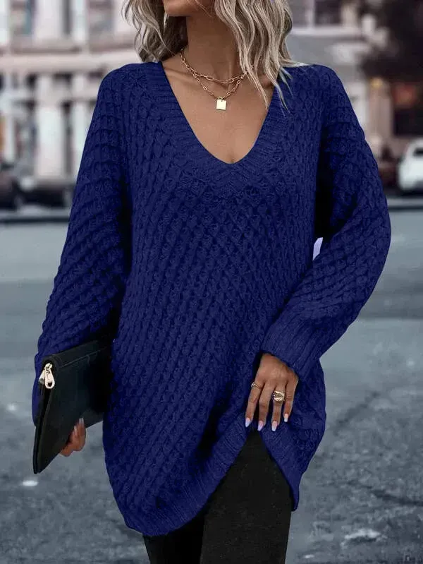 Solid Drop Shoulder Cotton Oversized Sweater