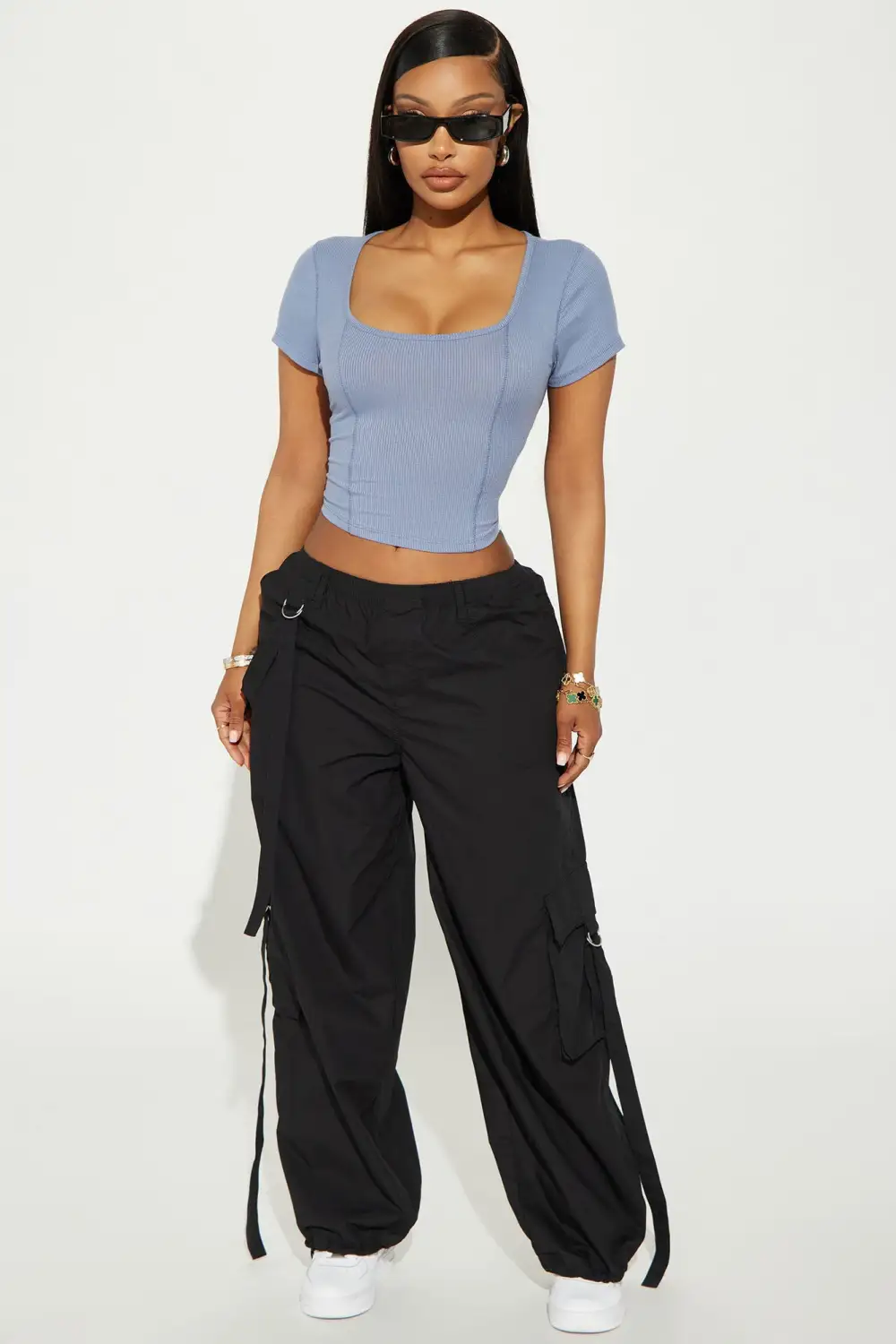 Walk My Way Crop Top - Blue