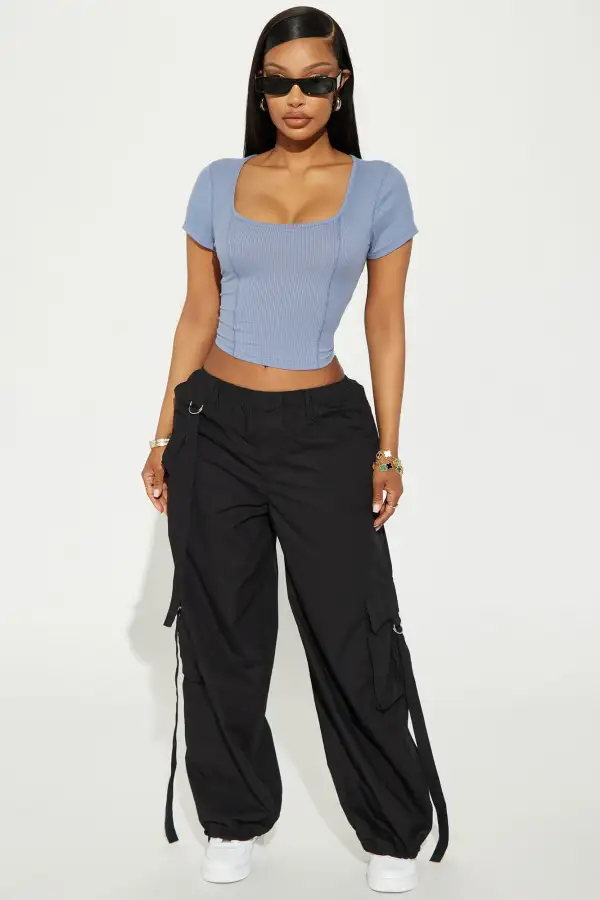 Walk My Way Crop Top - Blue