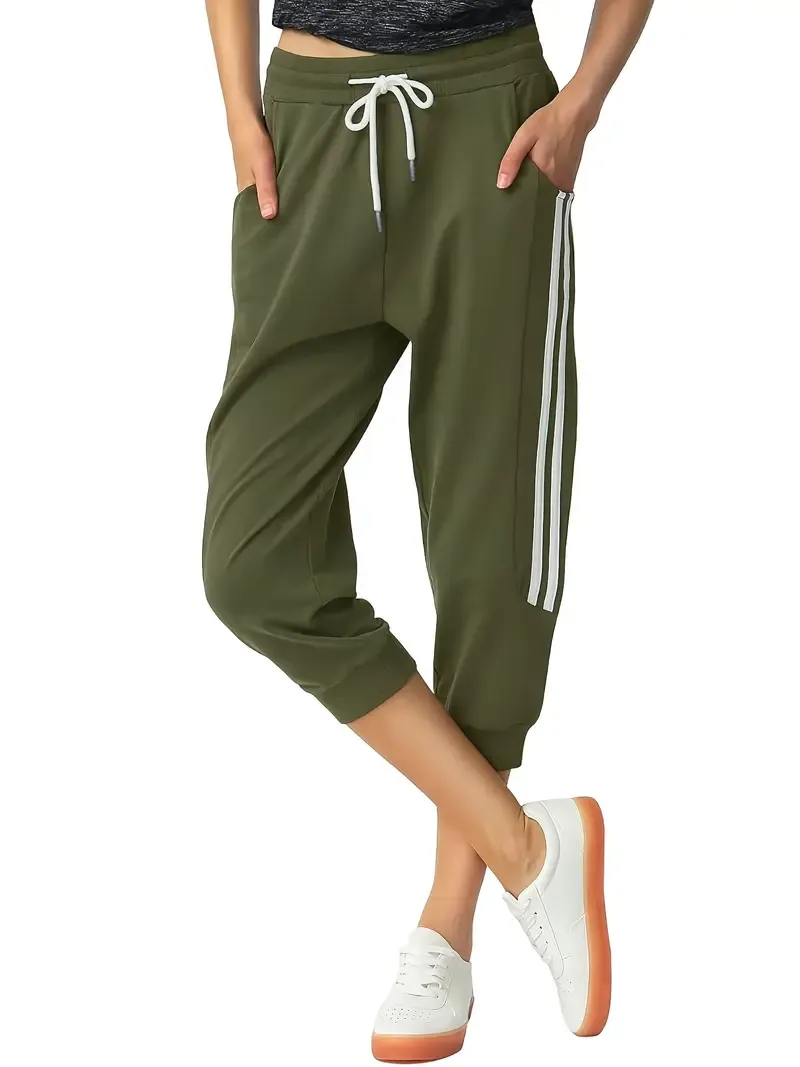 Women's Athletic Capri Pants - Casual Sports Running Yoga Fitness