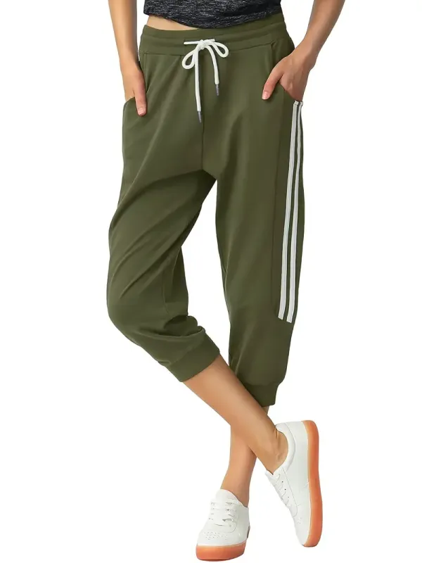 Women's Athletic Capri Pants - Casual Sports Running Yoga Fitness