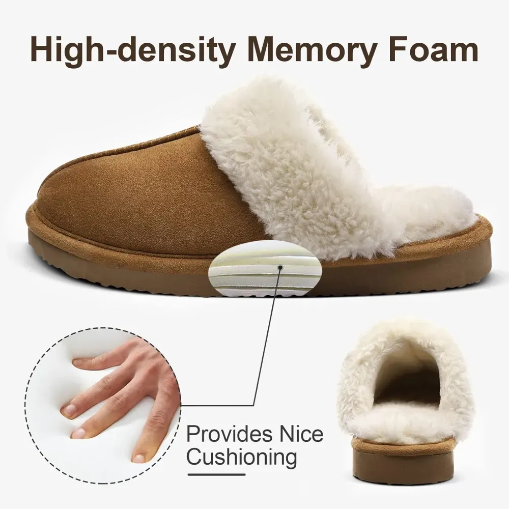 Women's Fuzzy Memory Foam Slippers Fluffy Winter House Shoes Indoor and Outdoor