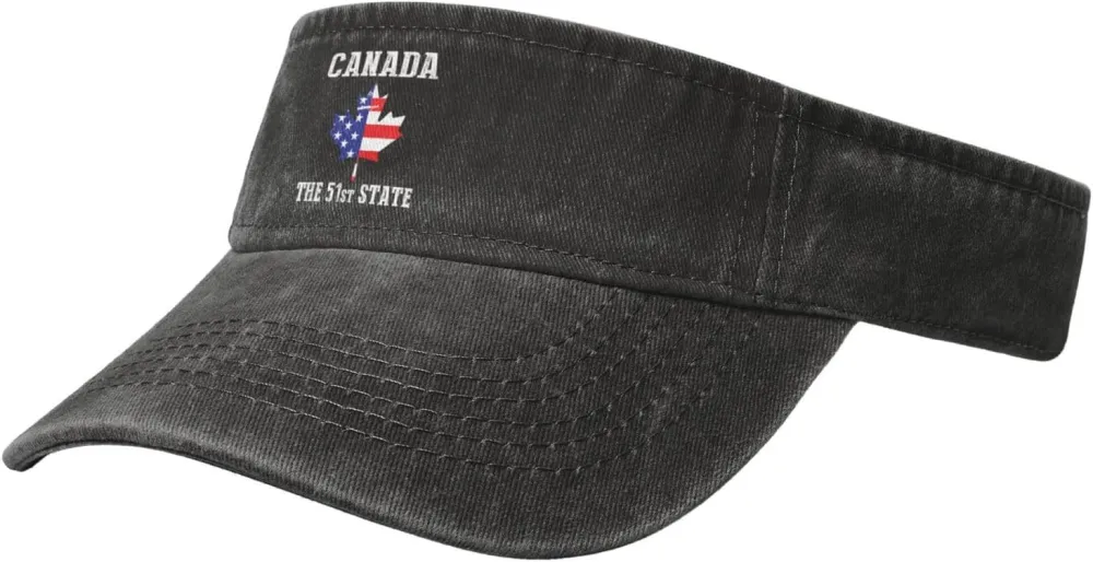 Canada 51st State Denim Visor Hat Adjustable Unisex Golf Sports Empty Top Cap