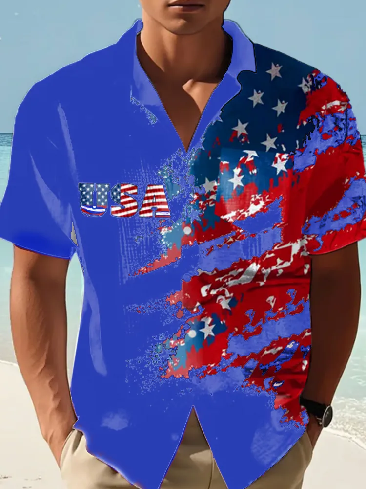 Men's Independence Day Flag Print Shirt