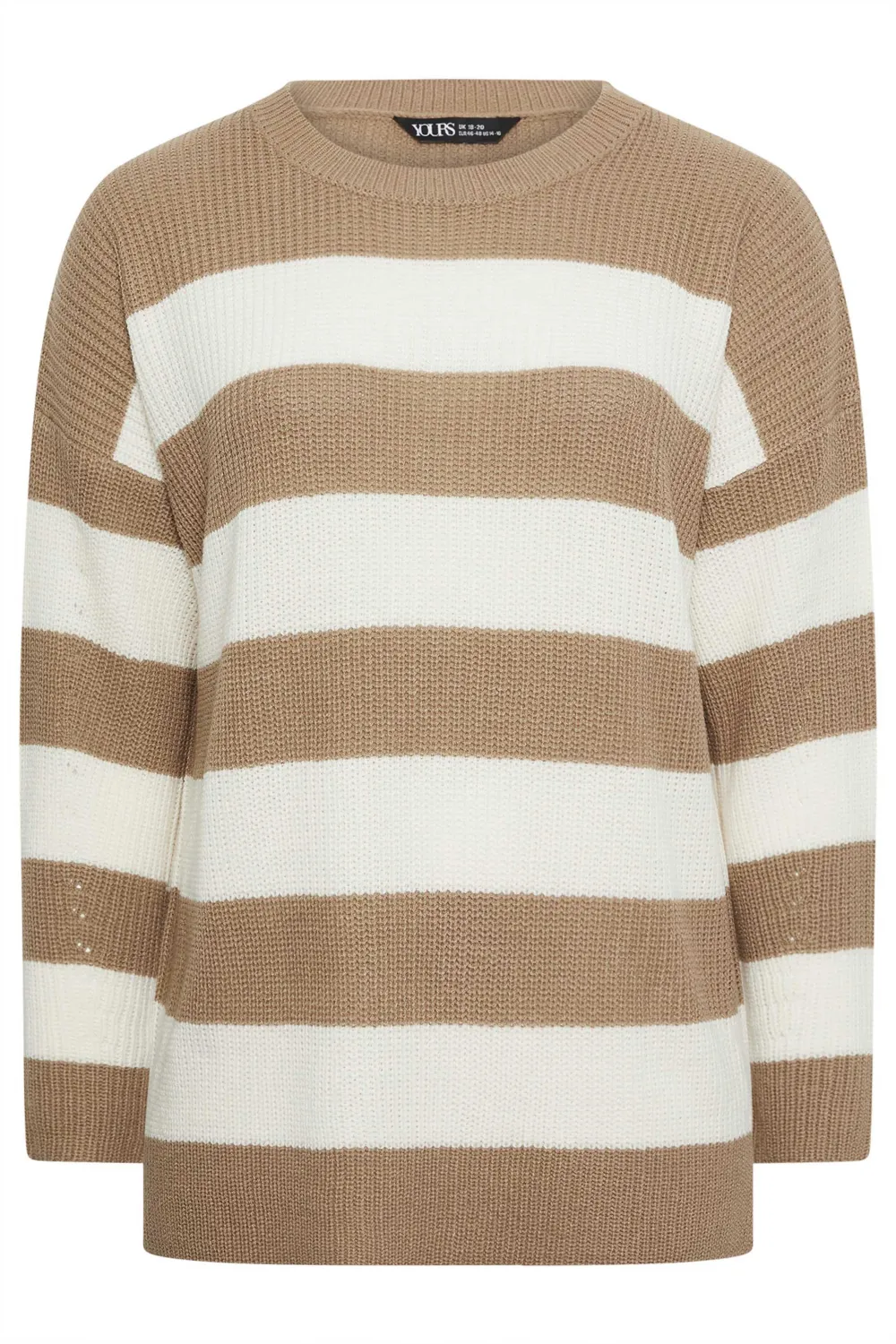YOURS Curve Brown Stripe Ribbed Knit Jumper