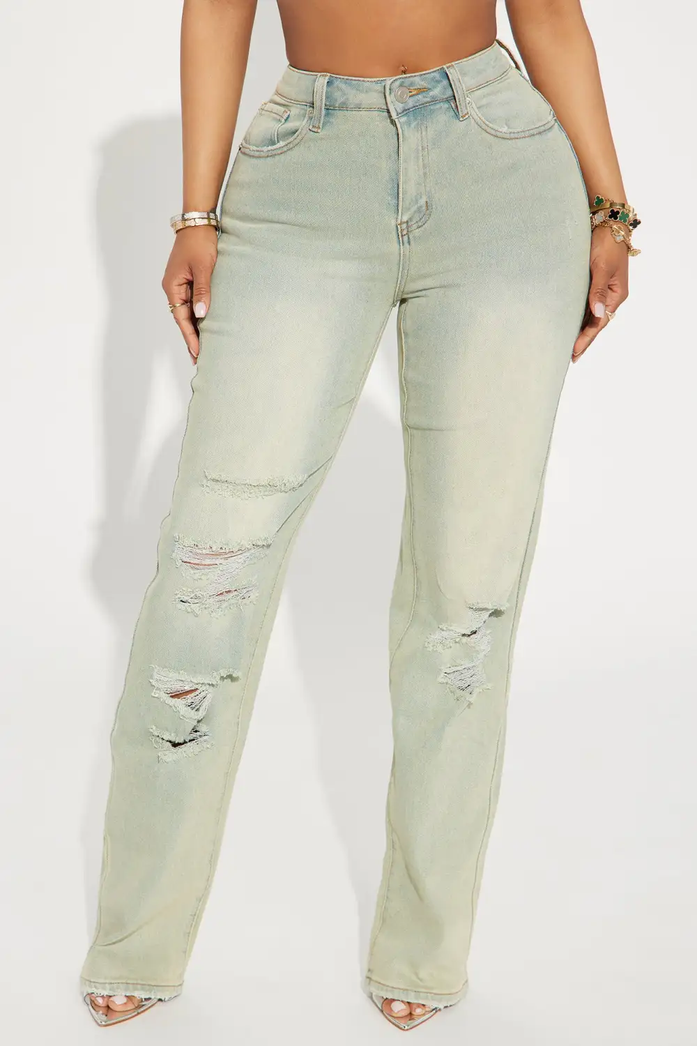 Off Topic Tinted Baggy Straight Leg Jeans - Vintage Wash