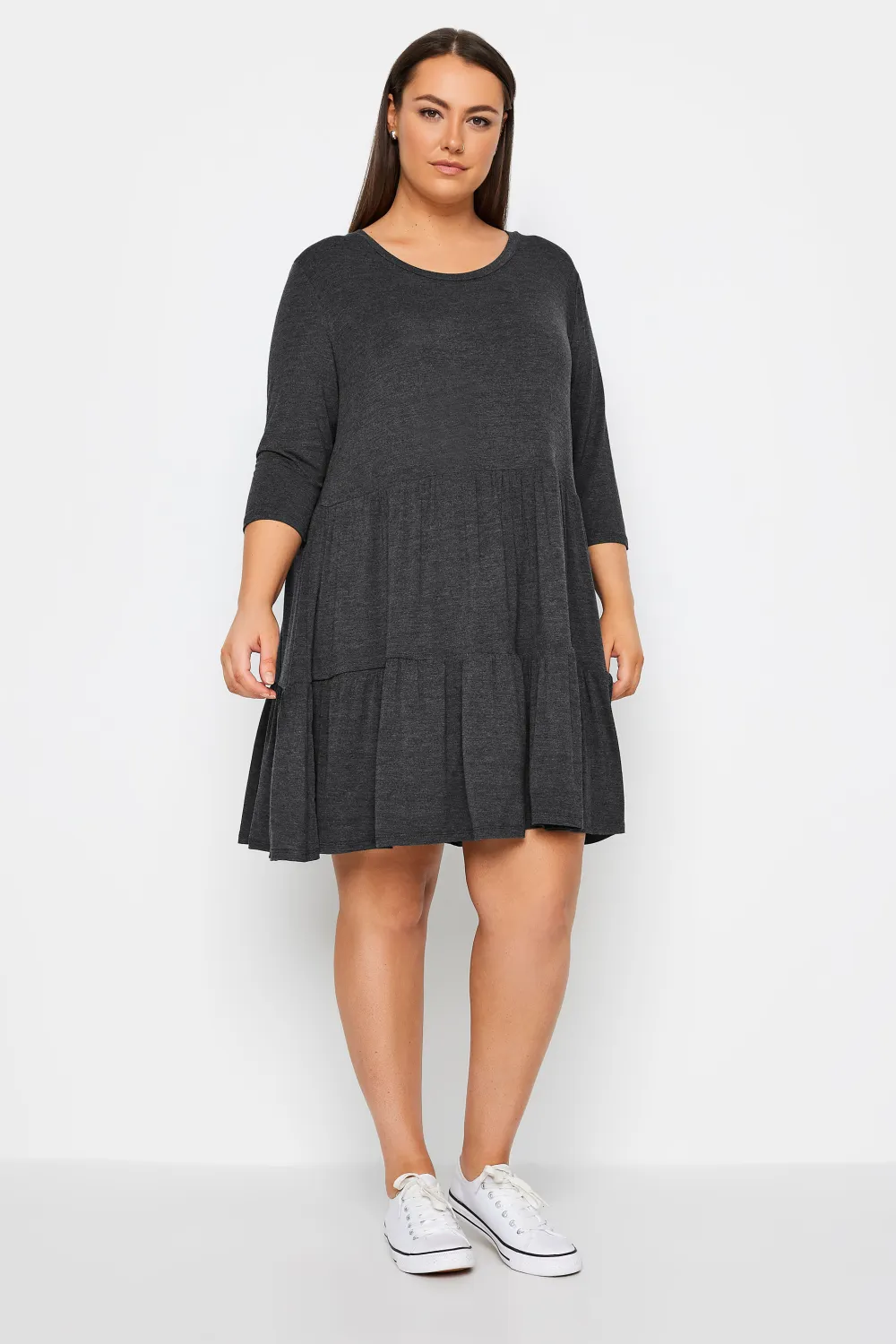 Evans Grey Tiered Tunic Dress