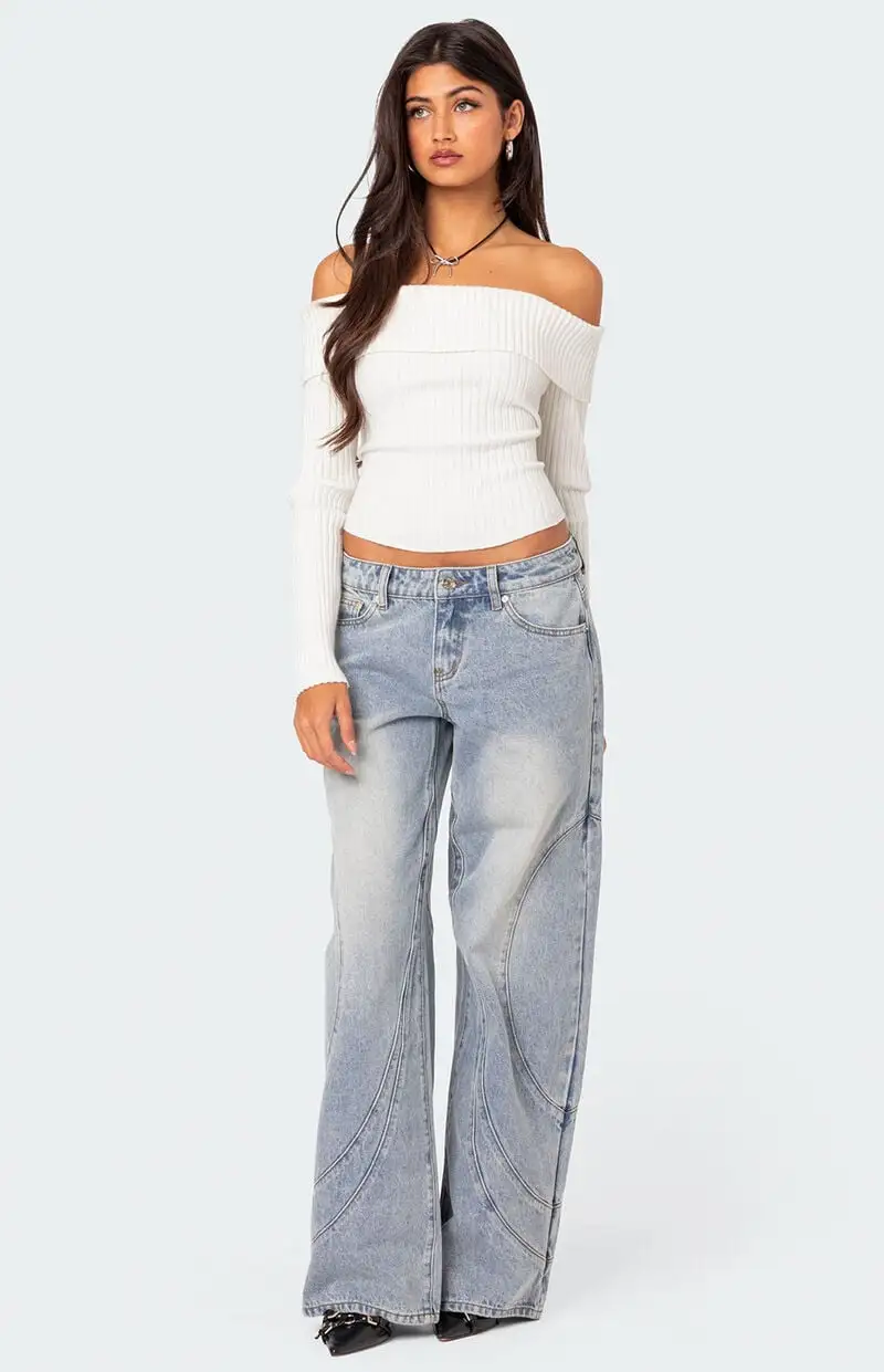 Edikted Lauren Knit Fold Over Top