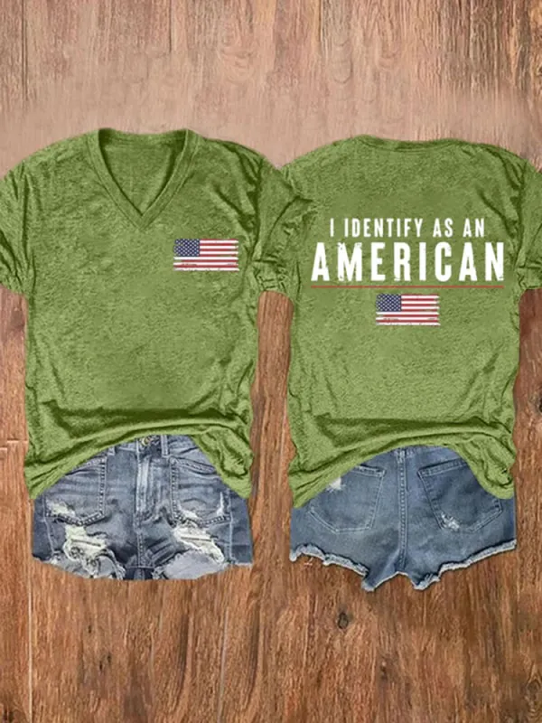 Women'S I Identify As An American V-Neck T-Shirt