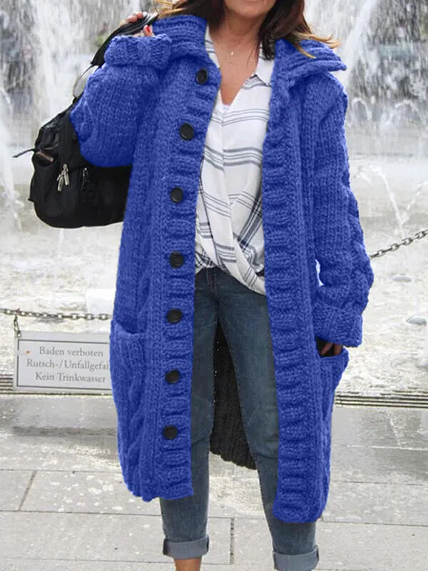 Cotton V Neck Long Sleeve Sweater Coat