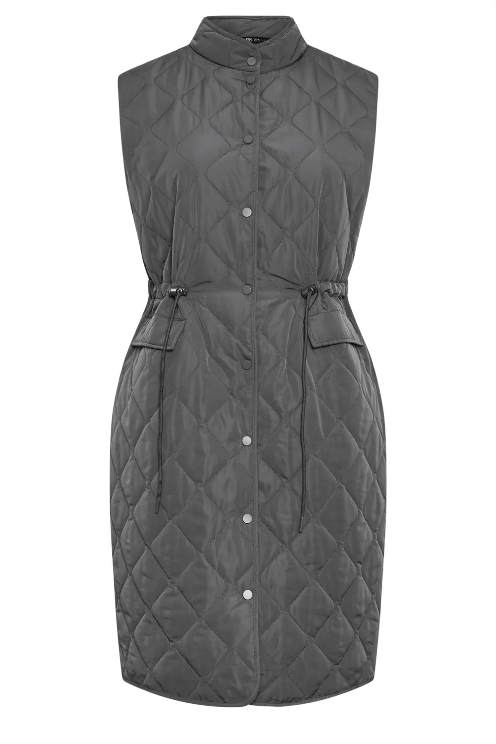 YOURS Curve Green Lightweight Quilted Midi Gilet
