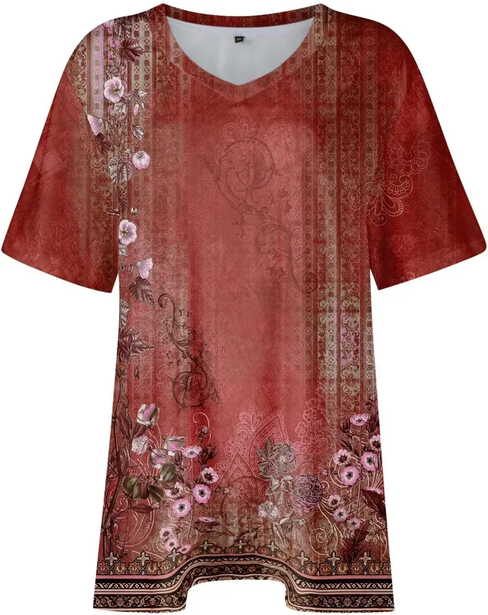 Plus Size Tops for Women Dressy Short Sleeve V Neck Shirts for Women Summer Tops for Women 2024 Floral Print Top