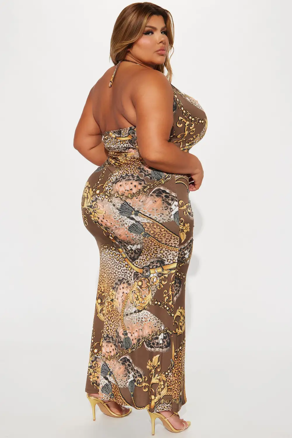 Nothing To Hide Halter Maxi Dress - Brown