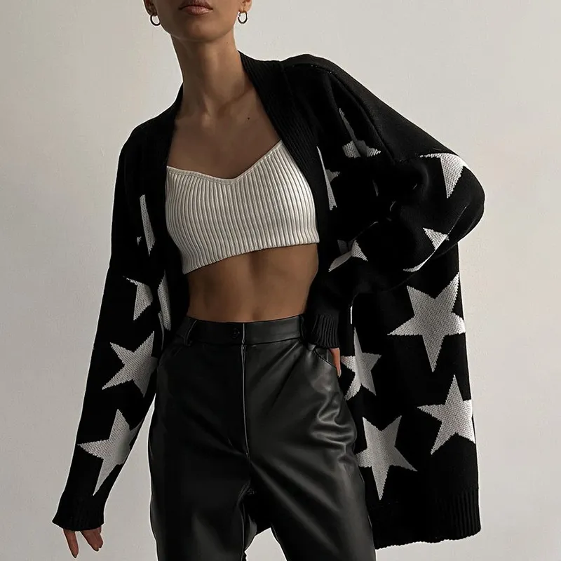 Loose Star Long Sleeve Sweater Cardigan