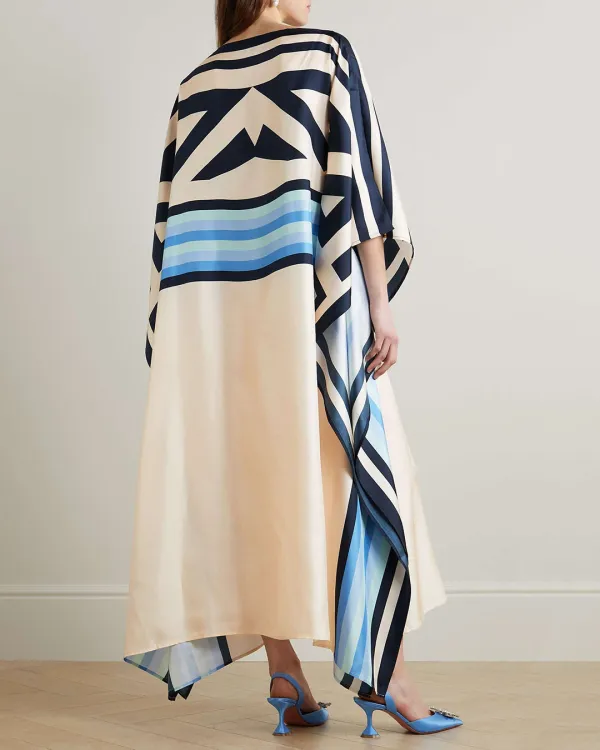 Printed silk-twill kaftan