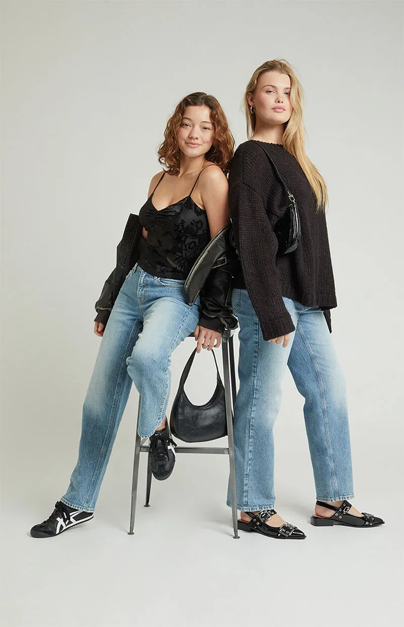 PacSun Jordyn Stretch Low Rise Straight Leg Jeans Medium Indigo