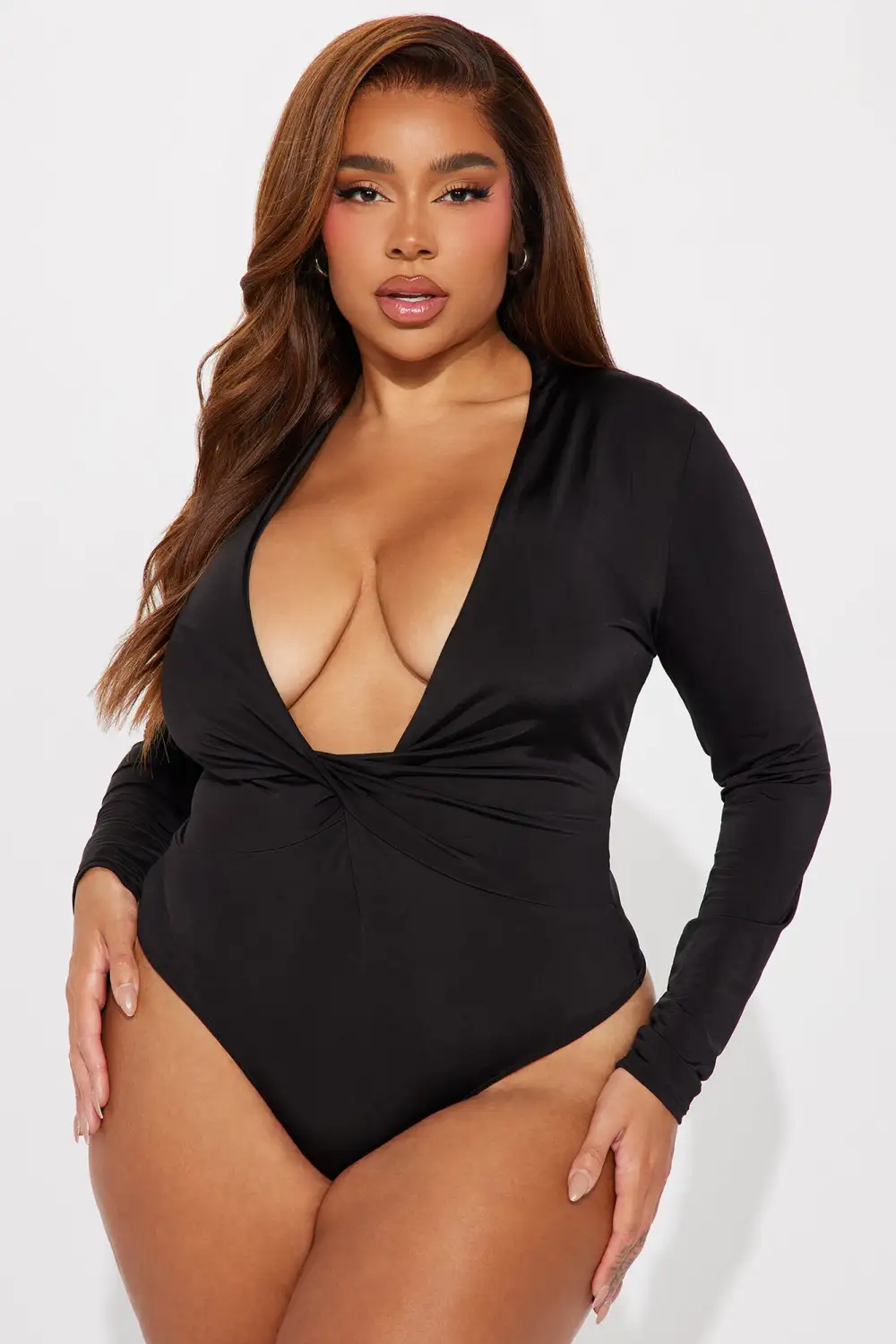 Lizette Twist Front Bodysuit - Black
