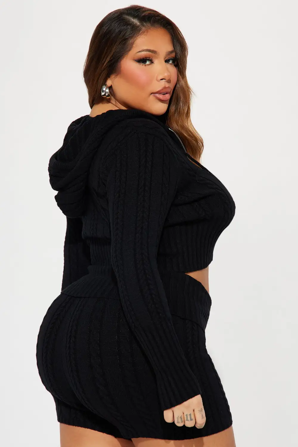 Soft Energy Sweater Short Set - Black
