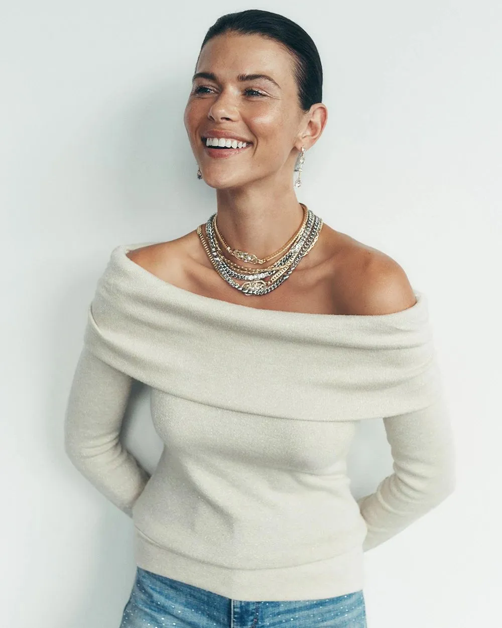 Off-The-Shoulder Glitter Top