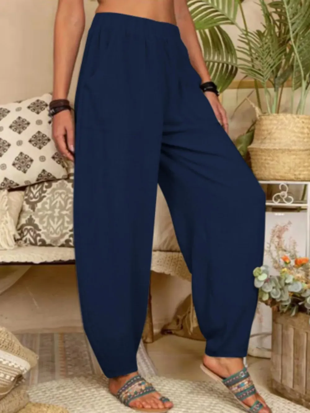 Women's Pure Color Casual Cotton Pants