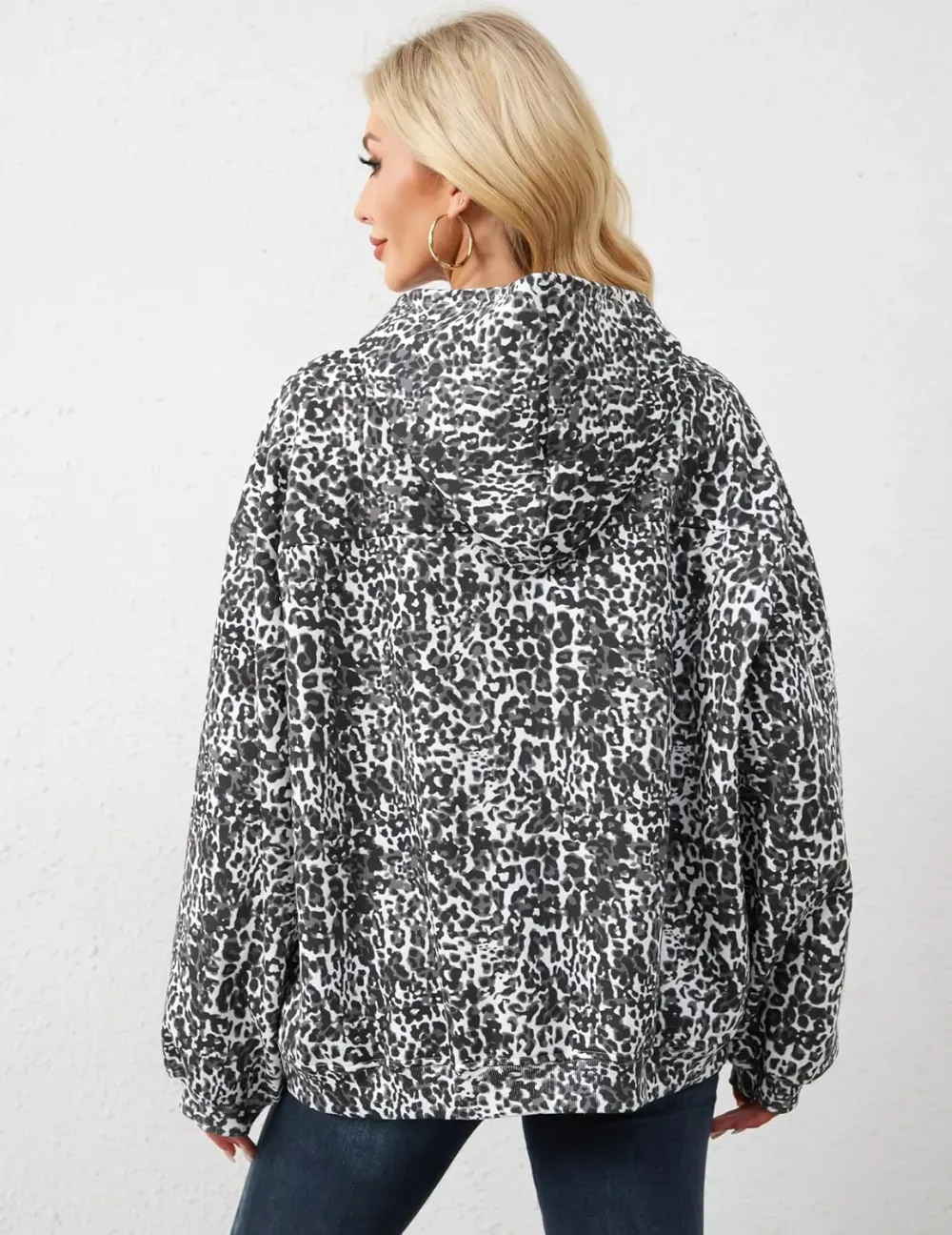 Womens Camo Hoodies Maple Leaf Print Oversized Hooded Sweatshirt Fleece Pullover Sweatshirts Long Sleeve with Pocket