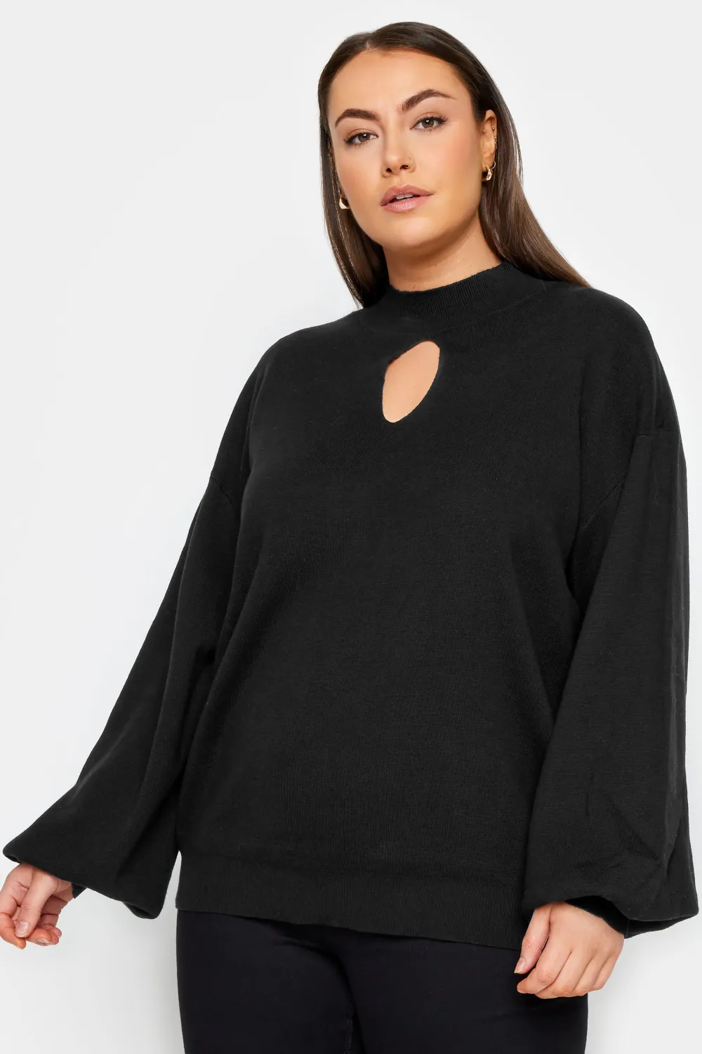 Evans Black Keyhole Long Sleeve Jumper