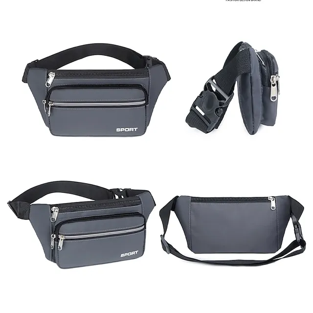 Men's Crossbody Bag Shoulder Bag Belt Bag Nylon Outdoor Holiday Zipper Large Capacity Lightweight Durable Solid Color Four Pockets - Lake Blue Four Pockets - Gray Four Pockets - Red