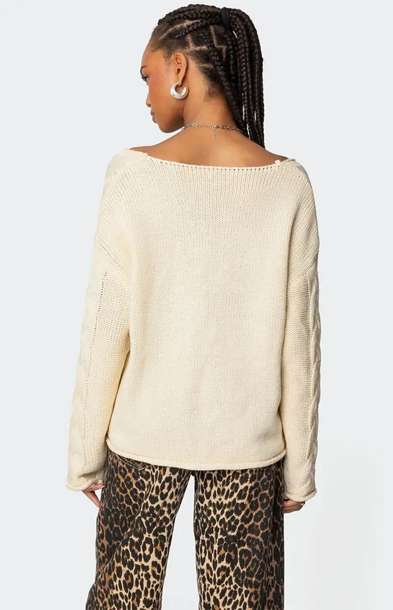 Edikted Inga Oversized Cable Knit Sweater
