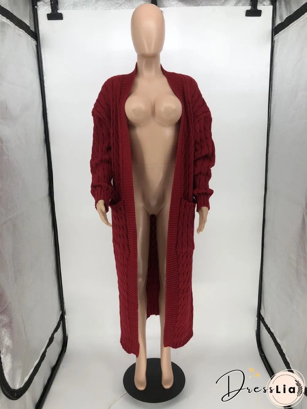 Winter Crochet Loose Long Twist Sweater Cardigan