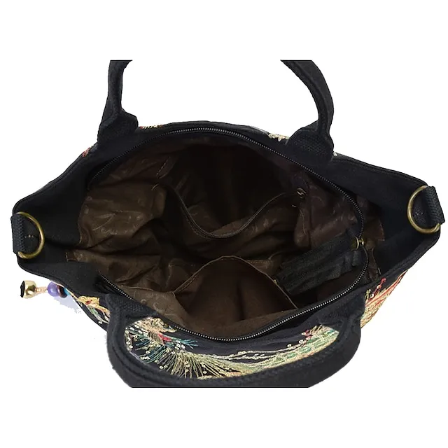 Women's Handbag Crossbody Bag Canvas Tote Bag Canvas Outdoor Daily Holiday Beading Animal Embroidery Black Red Blue