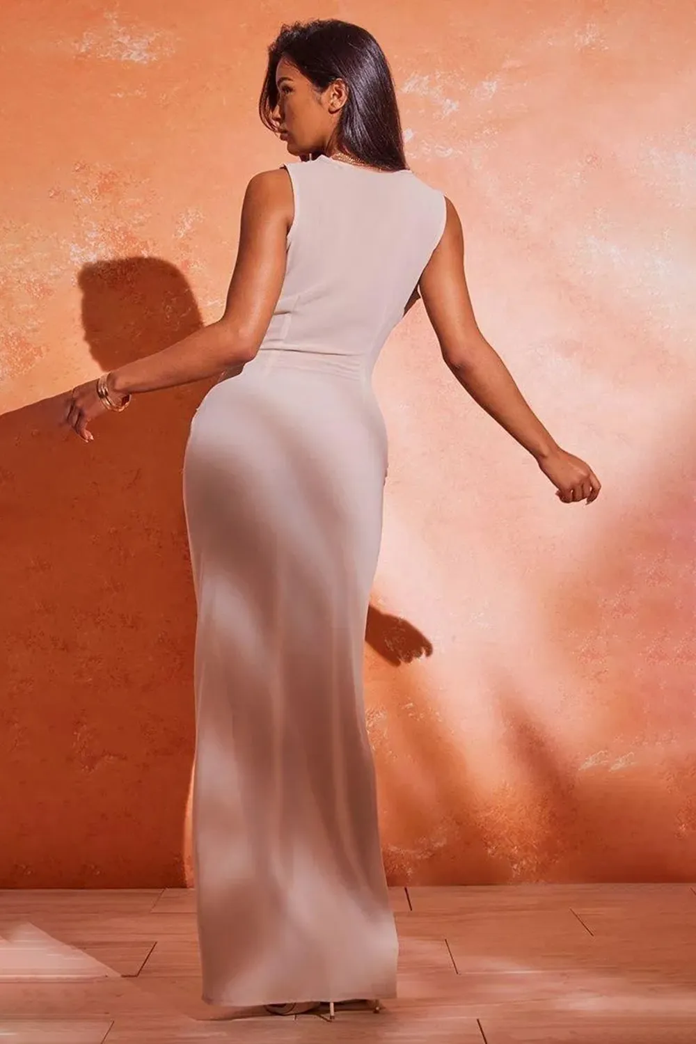 Spring/Summer Pretty Little Thing Sheer Chiffon Cowl Neck Maxi Dress