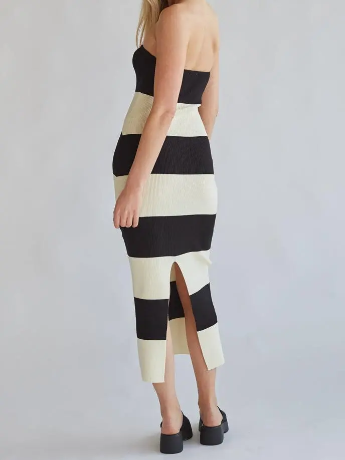 Nikki Striped Knit Midi Tube Dress