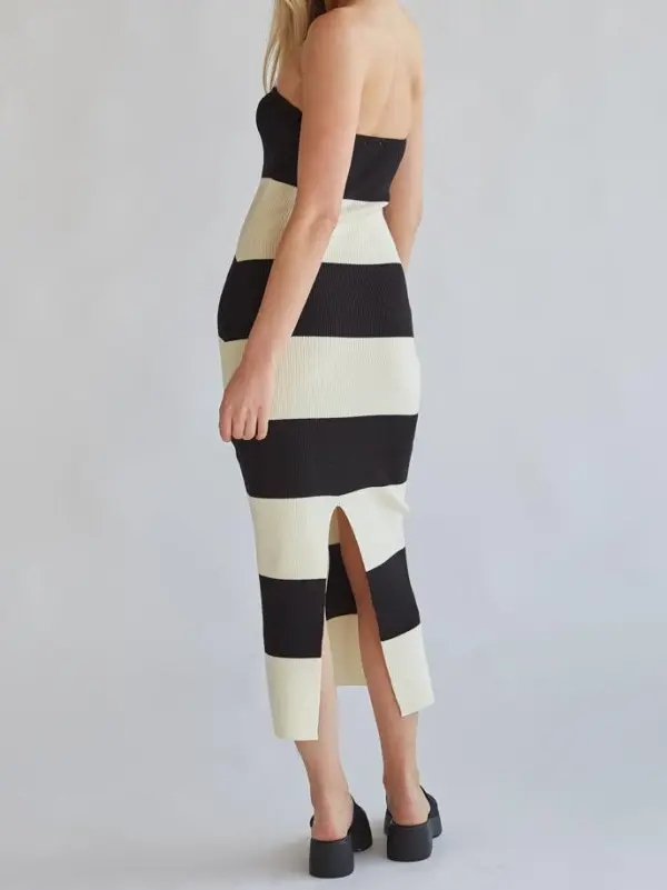 Nikki Striped Knit Midi Tube Dress